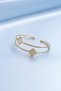 Gold Color Square Stone Zircon Detailed Open Cuff Women's Bracelet - 3