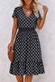 Women's Short Sleeve V-Neck Elastic Waist Midi Single Jersey Dress - 3