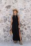 Black Standard Size Hair Braid Detail Muslin Dress