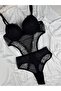 Supportive Lace Tulle Detailed Snap-On Bodysuit - 6