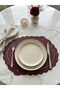 Oval - Leather Perforated American Service Burgundy - 35X50 cm 1 Piece - 3
