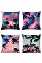 Sunset Palms Patterned 4-Piece Throw Pillow Cover Set - 3
