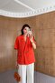 Buttoned Short Sleeve Orange Jacket - 2