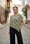 Women's Asymmetrical Plaid Transparent Cape Poncho