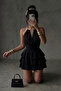 Layered Ruffle Mini Dress with Accessories - 4