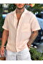 Single Pocket 80% Linen Shirt Fuchsia - 3
