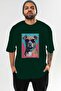 For Dog Lovers 46 Front Dog Printed Green Oversize T-Shirt 100% Cotton Unisex Dog Lover Premium Design - 2