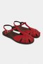 Majes Red Suede Leather Embroidery Detail Flat Sole Women's Sandals - 4