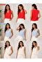 V-Neck Viscose Sleeveless Tank Top Bluz - 3