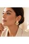 Pearl Drop Women's Earrings |   Gold Detailed Cream Stone Elegant Nail Earrings - 4