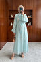 Lined Chiffon Dress with Tie Detail - Water Green