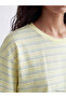Xside Yellow Striped Oversize 100% Cotton Women's T-Shirt - 3
