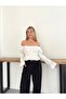 Women's White Madonna Collar Ruffle Detailed Blouse - 4