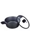 Essential Cast Aluminum Black 24 Cm Casserole With Glass Lid | Non Stick Induction-Based Stockpot With Lid Black