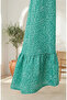Elastic Waist Floral Patterned Skirt 0308-04 Green - 4