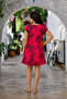 Women's Crew Neck Italian Style Patterned Lined Dress - 4