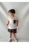 Coffee Linen Pocket Blouse and Striped Shorts Set - 2