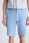 Slim Fit Blue Gabardine Cotton Shorts - 2