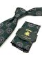 Green Motif Pattern Classic Tie with Handkerchief Kk13740 - 4