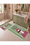 Green Pink Duck Patterned Non-Slip Base Bath Mat Set of 2 Children's Bath Rug - 3