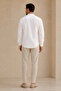 Hakim Collar Black Stitching Detailed Long Sleeve Men's Shirt White - 5