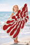 Seaweed Coral Themed Beach Towel - Modern Mediterranean Red Beige Quick-Dry Microfiber Towel - 7