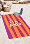 Striped Ciao Bella Written Fuchsia Orange Beach Towel - Vibrant Colorful Quick-Drying Microfiber Towel - 2