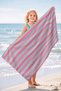 Striped Pastel Colored Beach Towel - Pink Blue Line Pool Sea Bath Quick Drying Seaside Cover-Up - 4