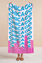 City Themed Lettering Typographic Beach Towel - Pink Blue Metropolitan Quick-Dry Microfiber Towel