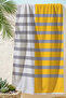 Striped Yellow and White Modern Beach Towel - Minimalist Gray Mediterranean Quick-Dry Microfiber Towel Coverlet - 4