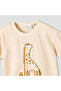 Crew Neck Short Sleeves T-shirt with Giraffe Embroidery - 4