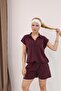 Softline Women's Polo Collar Shorts Two-Piece Set Cotton Soft Textured Casual Summer Set - 3