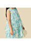 Round Neck Sleeveless Ruffle Dress with Floral Print - 4