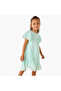 Round Neck Balloon Sleeve Dress with Heart Applique