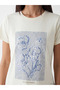 Ecru Printed 100% Cotton Women's T-Shirt - 3