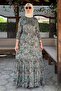 Rengin Shawl Patterned Shirt Dress Green - 4