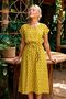 Women's Pistachio Green Polka Dot Tie Dress with Elastic Waist Arm-26Y001121