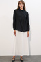 Women's Textured Oversize Linen Shirt 20381 - Black - 2