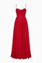 Women's Red Rope Strap Slit Chiffon Tulle Long Evening Dress - 7