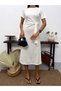Beli Tie Detail Short Sleeve Midi Dress - 3