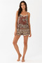Organic Cotton Burgundy Shawl Patterned Lace Detailed Women's Pajama Set with Straps and Shorts