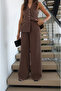 Women's Backless Linen Button Detailed Halter Neck Suit - 3
