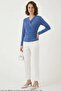 Women's Wrap Collar Draped Indigo Blouse - 2