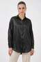 Women's Oversize Satin Black Shirt - 4