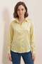 Women's Lightly Draped Satin Yellow Shirt - 4