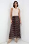 Women's Patterned Chiffon Brown Skirt - 2