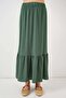 Women's Ruffled Hem Emerald Green Skirt - 4