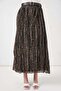 Women's Belted Patterned Smoked Skirt - 2