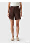 Brown Soft Touch Women's Shorts with Stripes on the Sides - 2
