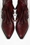 Burgundy Matte Leather Tasseled Buckle Western Cowboy Boots - 4